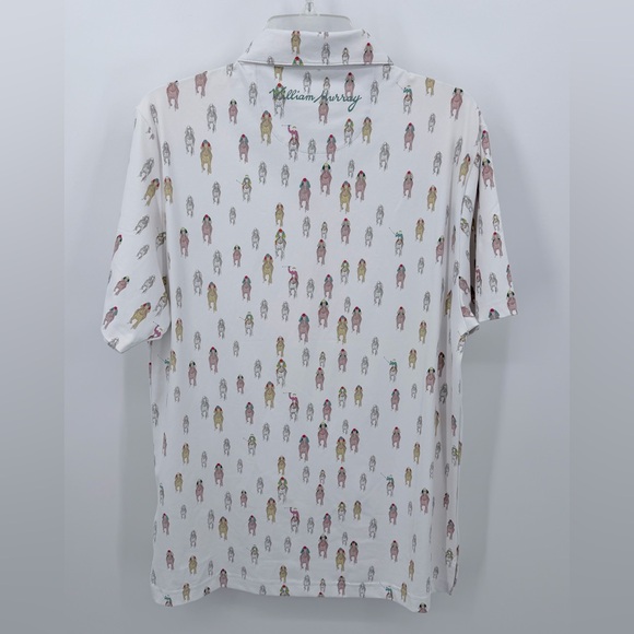 William Murray Golf Polo‎ Shirt Mens Medium White And They're Off Jockey Print - Picture 4 of 10